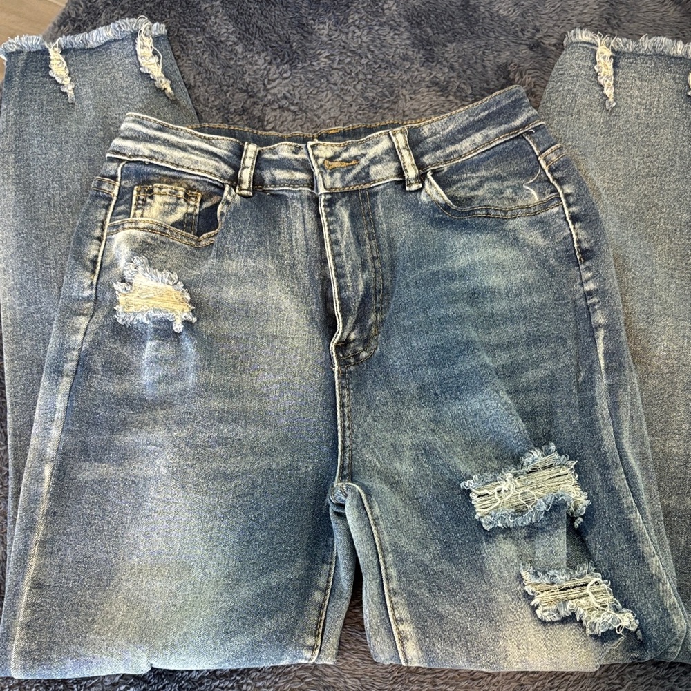 SHEIN Distressed Blue Jeans
